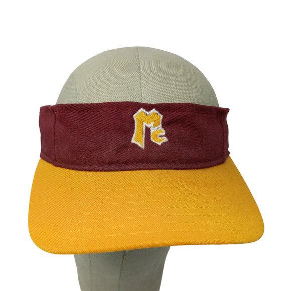 DeLong Strapback Sun Visor Hat Red & Yellow Embroidered Logo MC - Picture 1 of 10